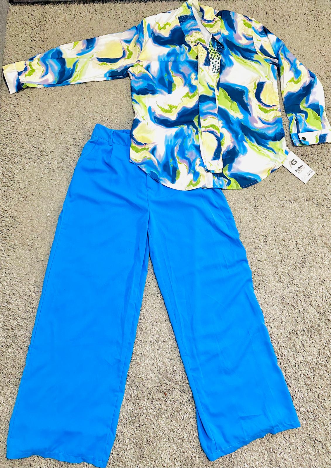 Ensemble pantalon et chemise manches longues et perles – Élégance fluide et confort au quotidien