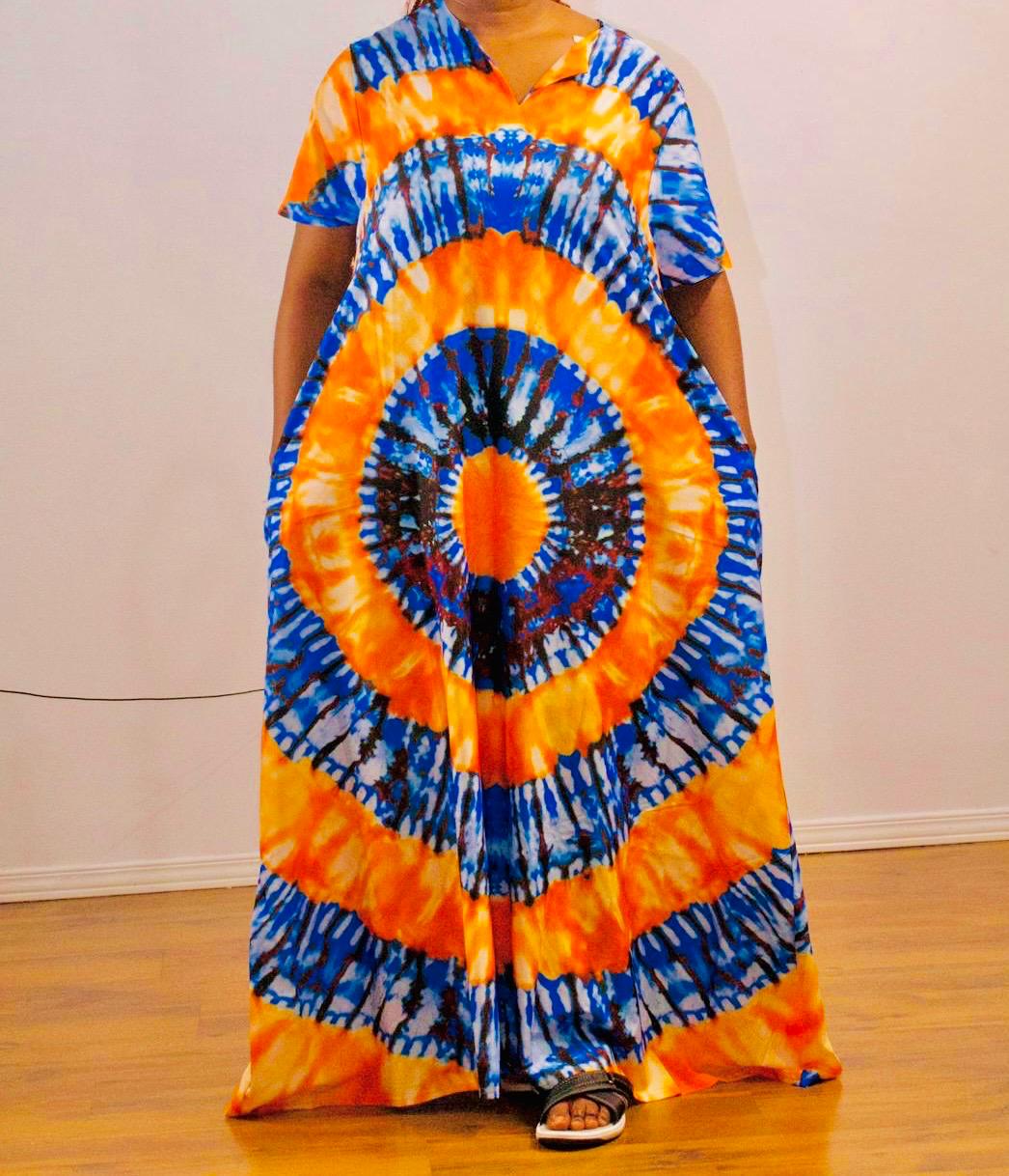 Grande robe évasée – Élégance africaine, fluidité et authenticité